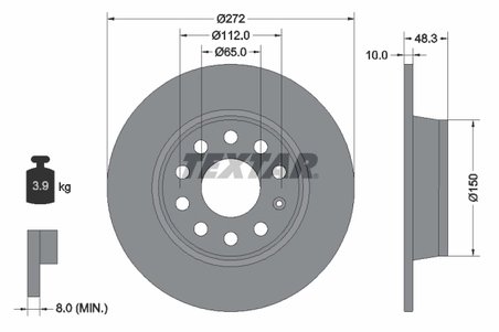 DISC FRANA TEXTAR 92224903 - Compatibil cu AUDI, AUDI (FAW), CUPRA, FORD, JETTA, SEAT, SKODA, SKODA (SVW), VW, VW (FAW), VW (SVW