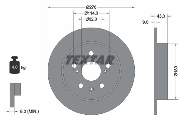 DISC FRANA TEXTAR 92225303 - Compatibil cu FIAT, SUZUKI
