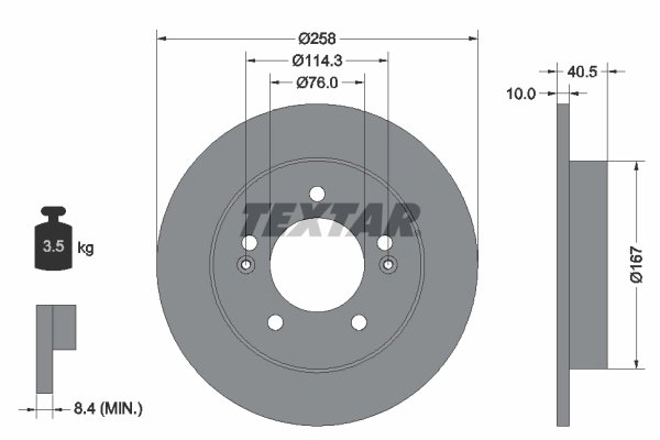 DISC FRANA TEXTAR 92226103 - Compatibil cu HYUNDAI, KIA