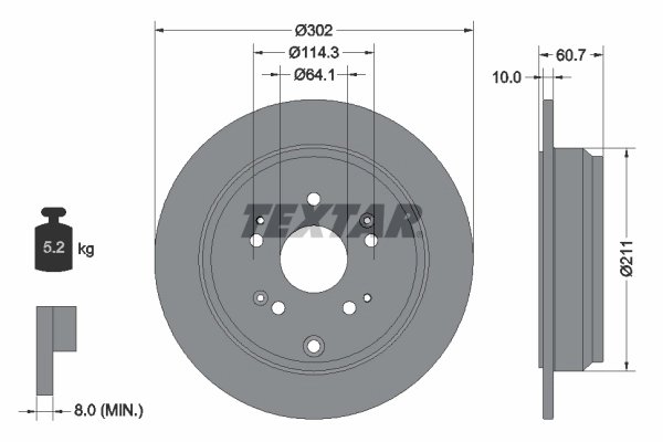 DISC FRANA TEXTAR 92227203 - Compatibil cu HONDA