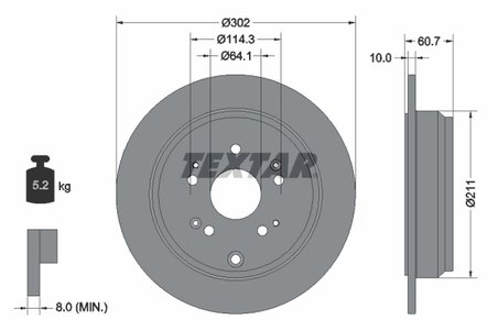 DISC FRANA TEXTAR 92227203 - Compatibil cu HONDA