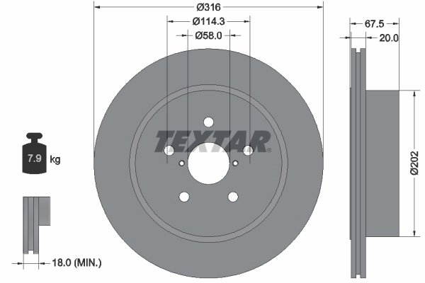 DISC FRANA TEXTAR 92227803 - Compatibil cu SUBARU