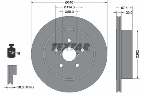 DISC FRANA TEXTAR 92227803 - Compatibil cu SUBARU