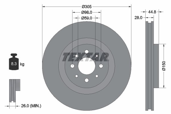 DISC FRANA TEXTAR 92228503 - Compatibil cu ALFA ROMEO