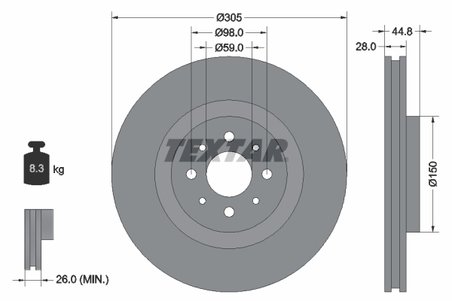 DISC FRANA TEXTAR 92228503 - Compatibil cu ALFA ROMEO