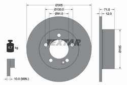DISC FRANA TEXTAR 92228800 - Compatibil cu NISSAN, OPEL, RENAULT, VAUXHALL
