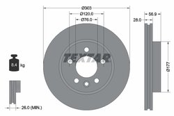 DISC FRANA TEXTAR 92228905 - Compatibil cu VW