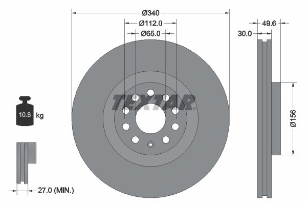 DISC FRANA TEXTAR 92229805 - Compatibil cu AUDI, AUDI (FAW), CUPRA, SEAT, SKODA, VW