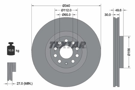 DISC FRANA TEXTAR 92229805 - Compatibil cu AUDI, AUDI (FAW), CUPRA, SEAT, SKODA, VW