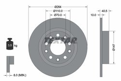 DISC FRANA TEXTAR 92230203 - Compatibil cu ALFA ROMEO, DODGE, FIAT (GAC)