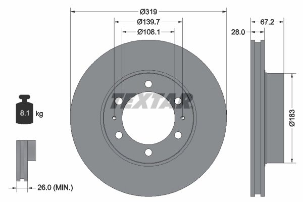 DISC FRANA TEXTAR 92230403 - Compatibil cu CHANGAN, FOTON, JAC, TOYOTA