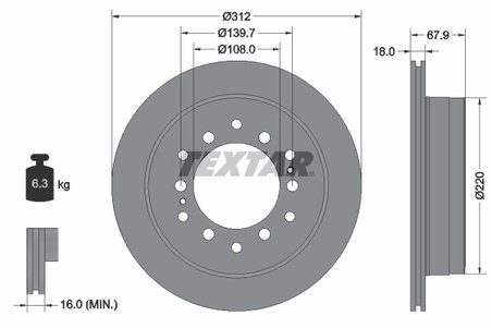 DISC FRANA TEXTAR 92231003 - Compatibil cu CHANGAN, LEXUS, TOYOTA, TOYOTA (FAW)