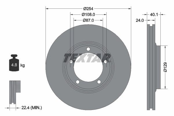 DISC FRANA TEXTAR 92234500 - Compatibil cu FENGXING, HYUNDAI, JAC