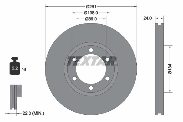 DISC FRANA TEXTAR 92234700 - Compatibil cu KIA