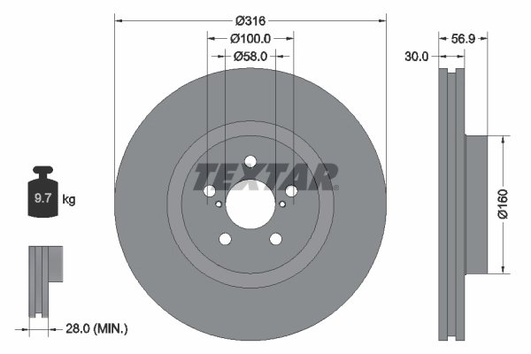DISC FRANA TEXTAR 92236503 - Compatibil cu SUBARU