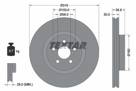 DISC FRANA TEXTAR 92236503 - Compatibil cu SUBARU