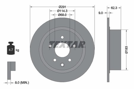 DISC FRANA TEXTAR 92237103 - Compatibil cu HAIMA (FAW), INFINITI, NISSAN, NISSAN (DFAC), SAMSUNG, SUZUKI, VENUCIA