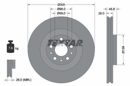 DISC FRANA TEXTAR 92237600 - Piesa auto compatibila cu mai multe marci