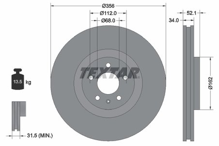 DISC FRANA TEXTAR 92238205 - Compatibil cu AUDI, AUDI (FAW), VW (SVW)