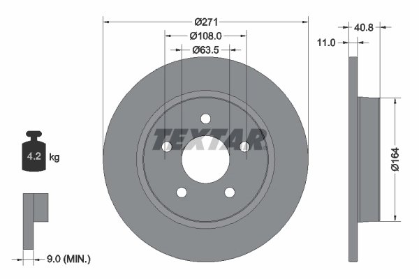 DISC FRANA TEXTAR 92239003 - Compatibil cu FORD, FORD (CHANGAN), FORD ASIA & OCEANIA, FORD AUSTRALIA, FORD USA