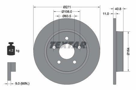 DISC FRANA TEXTAR 92239003 - Compatibil cu FORD, FORD (CHANGAN), FORD ASIA & OCEANIA, FORD AUSTRALIA, FORD USA