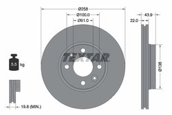 DISC FRANA TEXTAR 92241503 - Compatibil cu DACIA, LADA, MERCEDES-BENZ, NISSAN, RENAULT