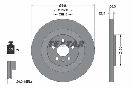 DISC FRANA TEXTAR 92241803 - Compatibil cu AUDI, AUDI (FAW)