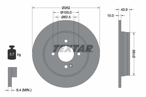 DISC FRANA TEXTAR 92242203 - Compatibil cu DODGE, HYUNDAI, HYUNDAI (BEIJING), KIA, KIA (DYK)