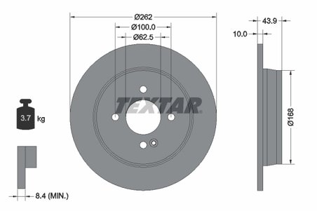 DISC FRANA TEXTAR 92242203 - Compatibil cu DODGE, HYUNDAI, HYUNDAI (BEIJING), KIA, KIA (DYK)