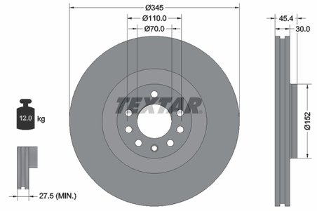 DISC FRANA TEXTAR 92242403 - Compatibil cu OPEL, SAAB, VAUXHALL