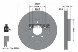DISC FRANA TEXTAR 92243103 - Compatibil cu HYUNDAI, HYUNDAI (BEIJING), INOKOM, KIA, KIA (DYK), NAZA
