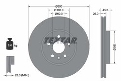 DISC FRANA TEXTAR 92243303 - Compatibil cu BUICK, BUICK (SGM), CHEVROLET, CHEVROLET (SGM), HOLDEN, OPEL, VAUXHALL