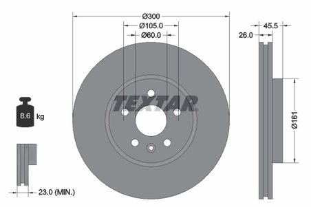 DISC FRANA TEXTAR 92243303 - Compatibil cu BUICK, BUICK (SGM), CHEVROLET, CHEVROLET (SGM), HOLDEN, OPEL, VAUXHALL