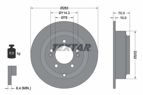 DISC FRANA TEXTAR 92244403 - Compatibil cu KIA