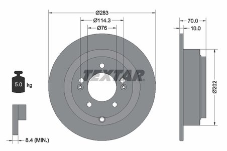 DISC FRANA TEXTAR 92244403 - Compatibil cu KIA