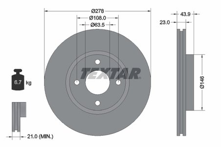 DISC FRANA TEXTAR 92252403 - Compatibil cu FORD, FORD AUSTRALIA