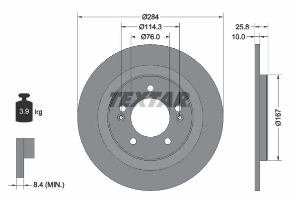 DISC FRANA TEXTAR 92252703 - Compatibil cu HYUNDAI, KIA