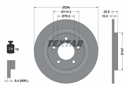 DISC FRANA TEXTAR 92252703 - Compatibil cu HYUNDAI, KIA