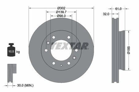DISC FRANA TEXTAR 92253403 - Compatibil cu FORD, FORD ASIA & OCEANIA, FORD AUSTRALIA, MAZDA, TROLLER