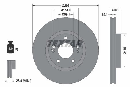 DISC FRANA TEXTAR 92253603 - Compatibil cu HYUNDAI, INOKOM