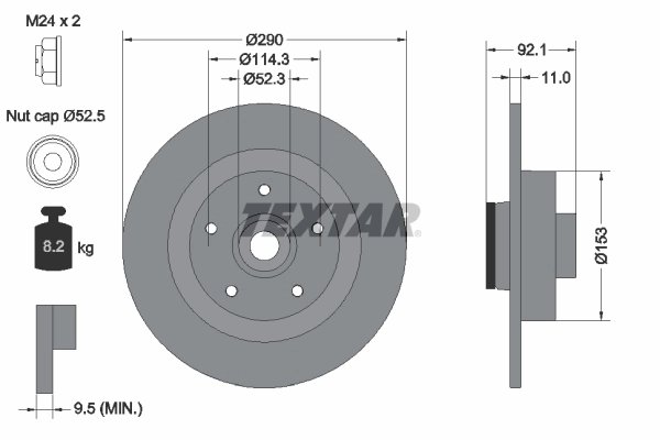DISC FRANA TEXTAR 92254103 - Compatibil cu RENAULT