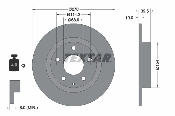 DISC FRANA TEXTAR 92254703 - Compatibil cu MAZDA, MAZDA (FAW)