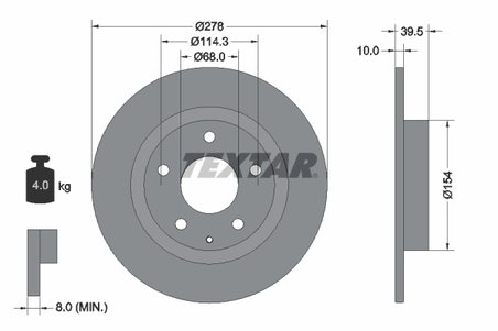 DISC FRANA TEXTAR 92254703 - Compatibil cu MAZDA, MAZDA (FAW)