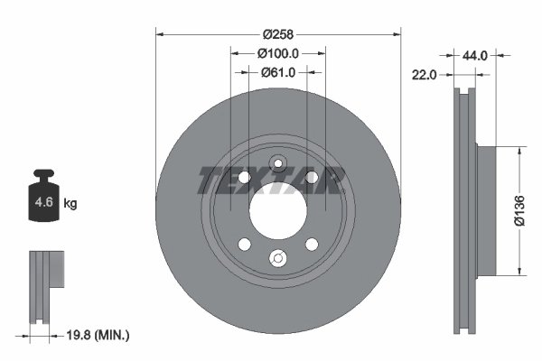 DISC FRANA TEXTAR 92255203 - Compatibil cu DACIA, LADA, RENAULT, SMART