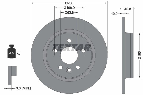 DISC FRANA TEXTAR 92255603 - Compatibil cu FORD, FORD AUSTRALIA, VOLVO, VOLVO (CHANGAN)