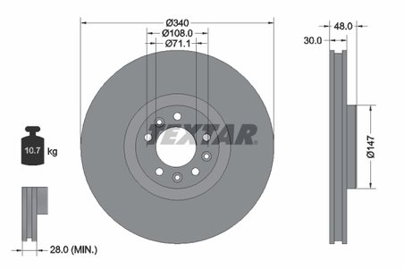 DISC FRANA TEXTAR 92256003 - Compatibil cu CITROEN, CITROEN (DF-PSA), FENGSHEN, PEUGEOT, PEUGEOT (DF-PSA)