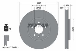 DISC FRANA TEXTAR 92256803 - Compatibil cu BUICK, HOLDEN, OPEL, VAUXHALL