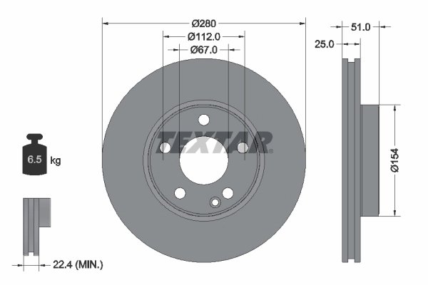 DISC FRANA TEXTAR 92257005 - Compatibil cu MERCEDES-BENZ