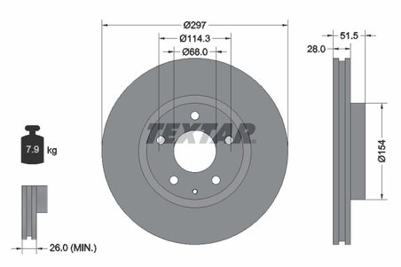 DISC FRANA TEXTAR 92257405 - Compatibil cu HONGQI, MAZDA, MAZDA (CHANGAN), MAZDA (FAW)