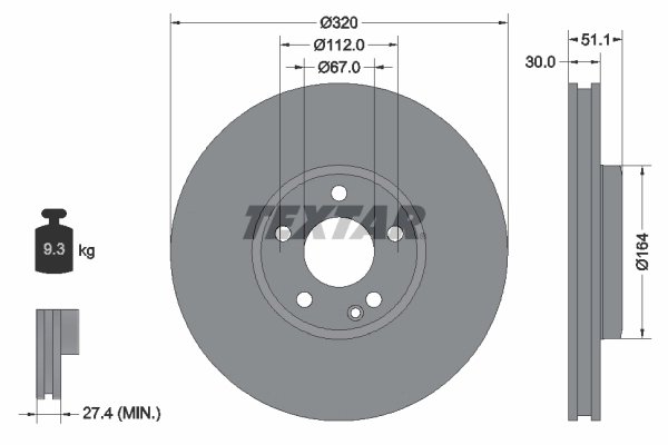 DISC FRANA TEXTAR 92258003 - Compatibil cu INFINITI, MERCEDES-BENZ, MERCEDES-BENZ (BBDC)